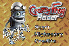 Crazy Frog Racer title screen for GameBoy Advance